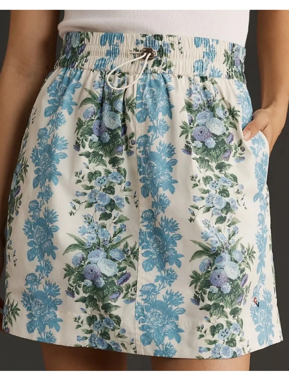 Clare V Blue and Green Floral Mini Skirt - Picture 2 of 9